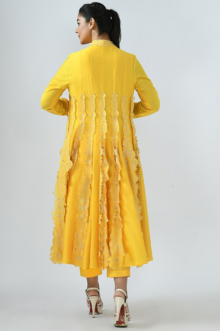 Canary Yellow Kalidar Jacket Set by Jajaabor at Pernia's Pop Up Shop