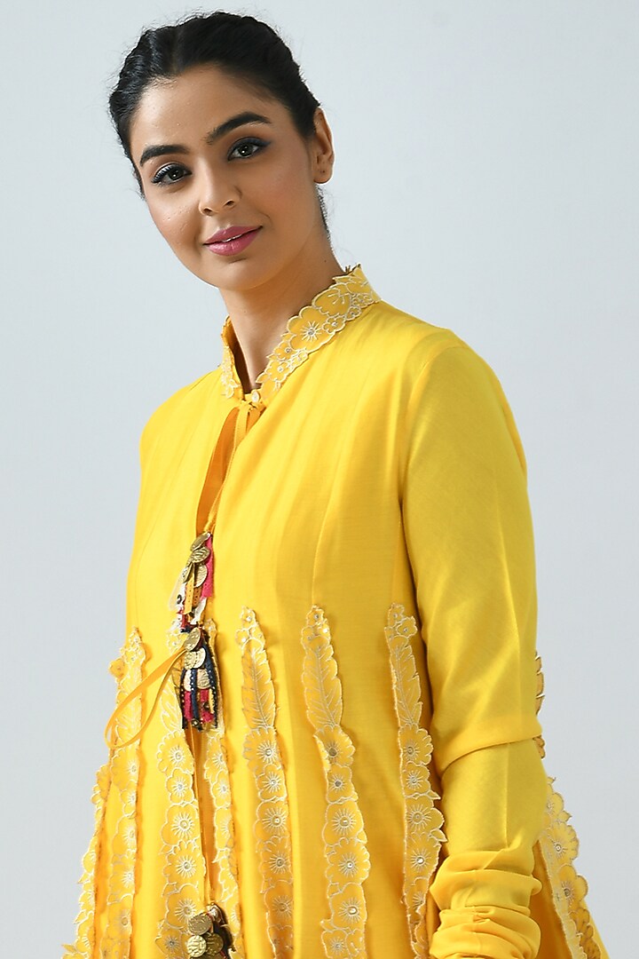Canary Yellow Kalidar Jacket Set by Jajaabor at Pernia's Pop Up Shop