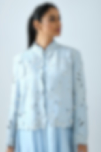 Sky Blue Embroidered Jacket  by Jajaabor at Pernia's Pop Up Shop