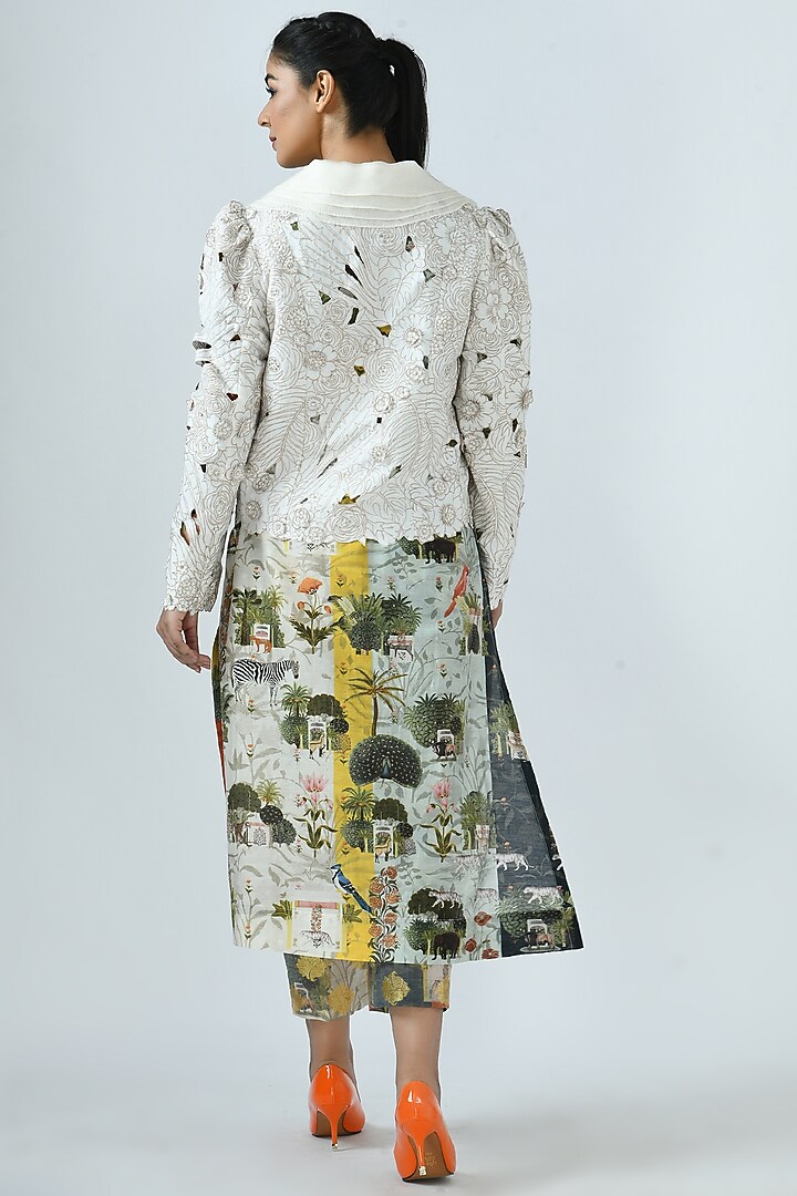 Ivory Embroidered Layered Jacket by Jajaabor at Pernia's Pop Up Shop