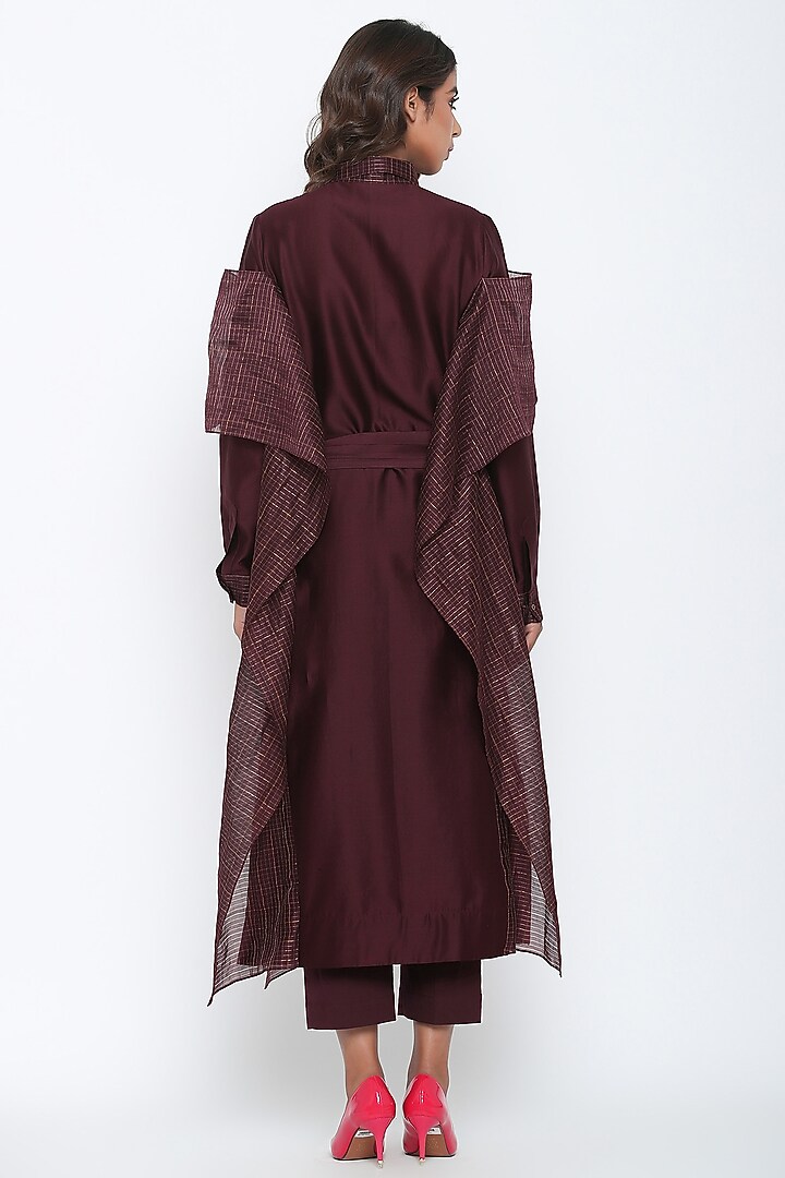 Marsala Kaftan Shirt With Pants by Jajaabor at Pernia's Pop Up Shop