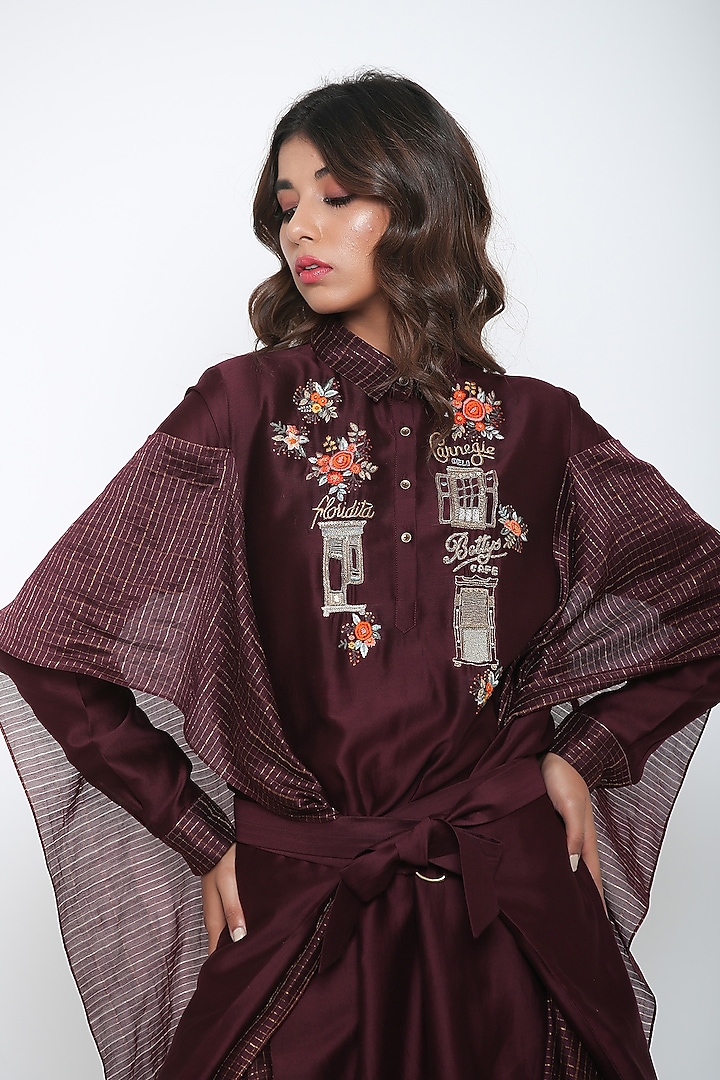 Marsala Kaftan Shirt With Pants by Jajaabor at Pernia's Pop Up Shop