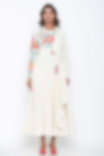 Ivory Angrakha Kurta With Pants by Jajaabor at Pernia's Pop Up Shop