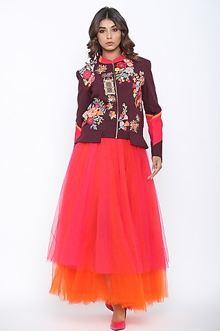 Marsala Bandgala Jacket by Jajaabor