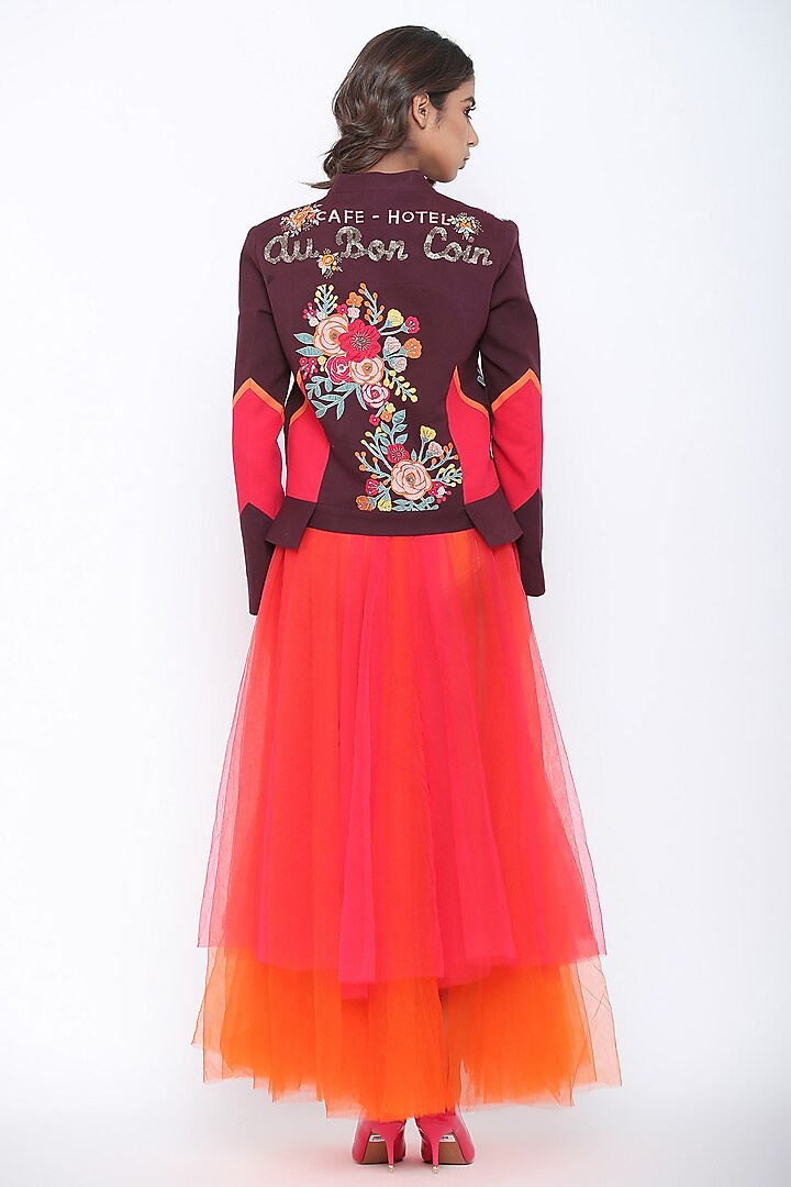 Marsala Bandgala Jacket by Jajaabor at Pernia's Pop Up Shop