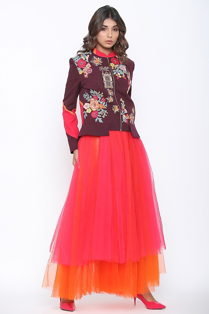 Marsala Bandgala Jacket by Jajaabor at Pernia's Pop Up Shop