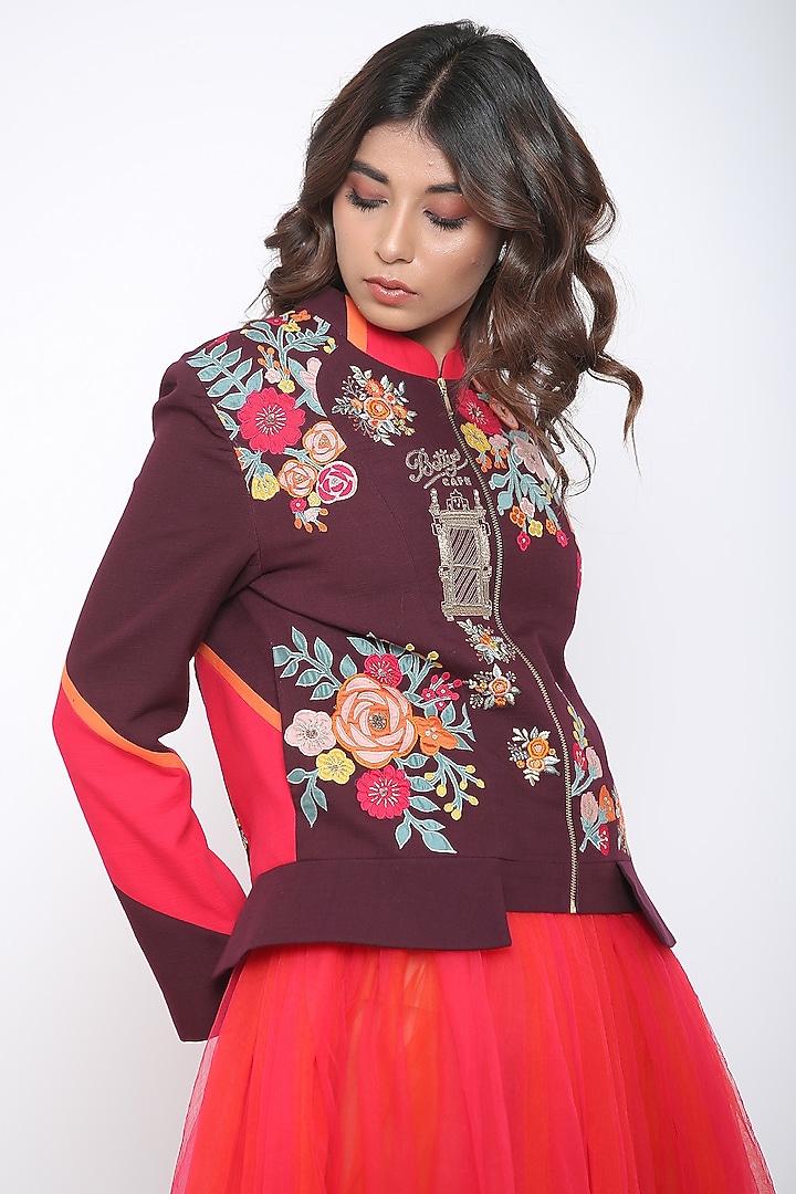Marsala Bandgala Jacket by Jajaabor at Pernia's Pop Up Shop