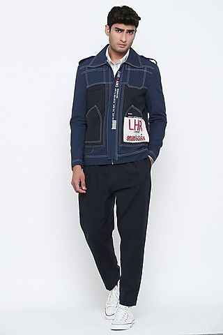 Indigo Blue Travellers Jacket by Jajaabor Men
