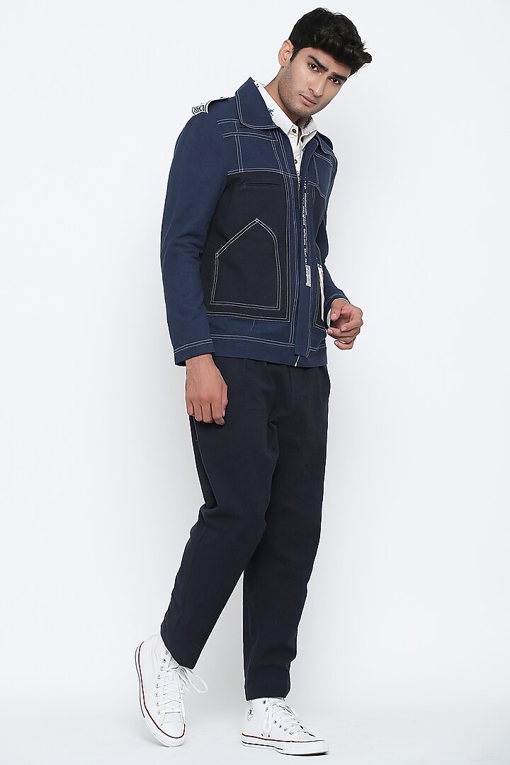Indigo Blue Travellers Jacket by Jajaabor Men at Pernia's Pop Up Shop
