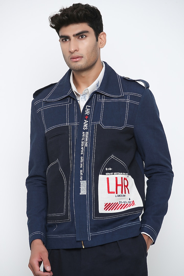 Indigo Blue Travellers Jacket by Jajaabor Men at Pernia's Pop Up Shop