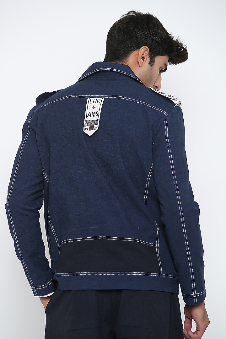 Indigo Blue Travellers Jacket by Jajaabor Men at Pernia's Pop Up Shop