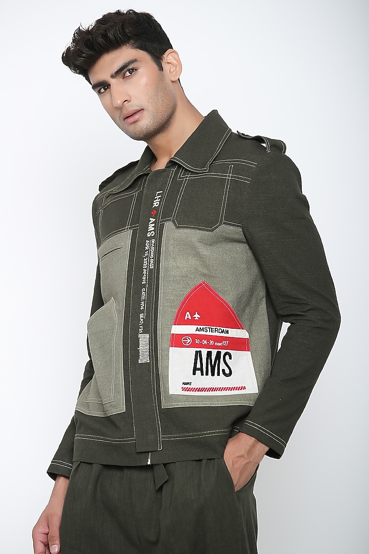 Military Olive Green Travellers Jacket by Jajaabor Men at Pernia's Pop Up Shop
