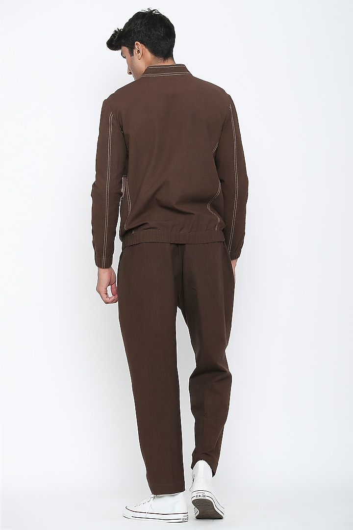 Caramel Boarding Pass Bomber Jacket by Jajaabor Men at Pernia's Pop Up Shop
