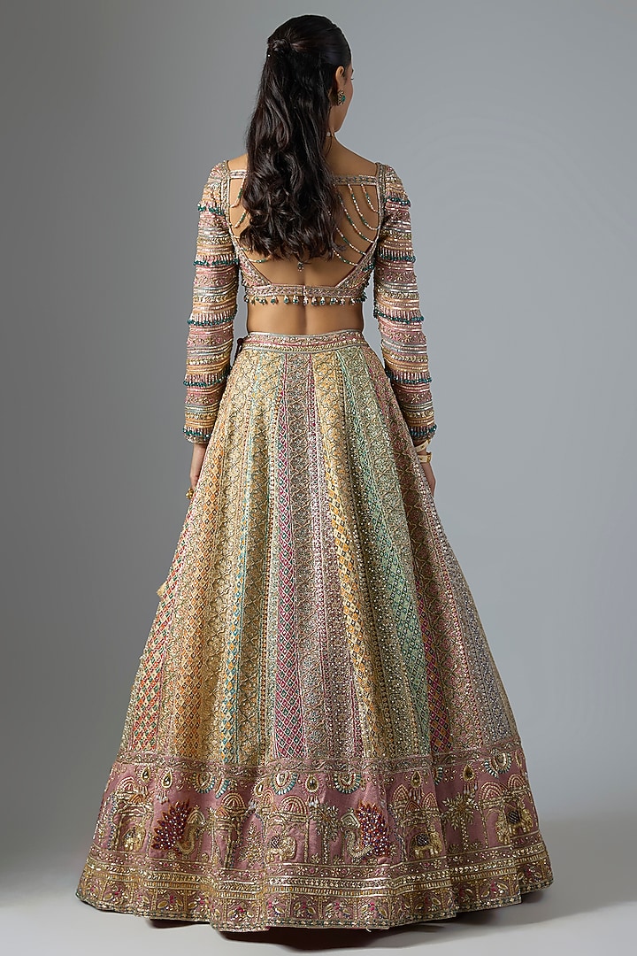 Multi-Colored Organza & Tissue Bridal Lehenga Set by Jayesh & Kaajal Shah at Pernia's Pop Up Shop