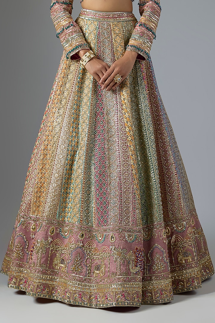 Multi-Colored Organza & Tissue Bridal Lehenga Set by Jayesh & Kaajal Shah at Pernia's Pop Up Shop