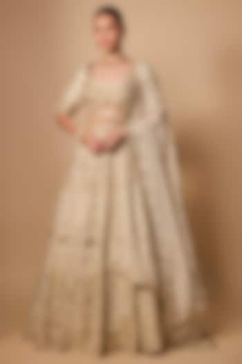 Ivory Tissue Bridal Lehenga Set by Jayesh & Kajal Shah at Pernia's Pop Up Shop