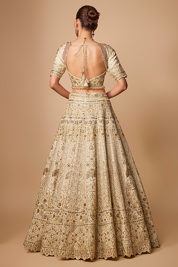Ivory Tissue Bridal Lehenga Set by Jayesh & Kaajal Shah at Pernia's Pop Up Shop
