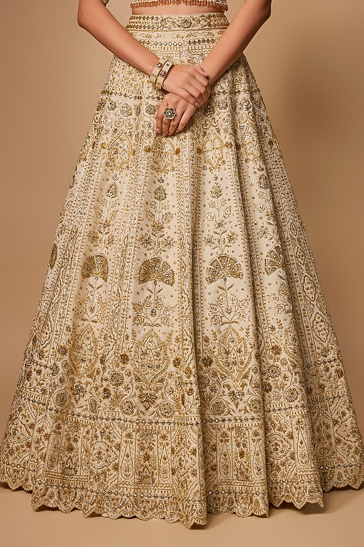 Ivory Tissue Bridal Lehenga Set by Jayesh & Kaajal Shah at Pernia's Pop Up Shop