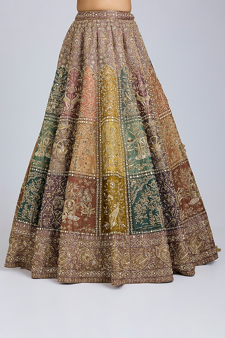 Multi-Colored Tissue & Butter Crepe Bridal Lehenga Set by Jayesh & Kaajal Shah at Pernia's Pop Up Shop