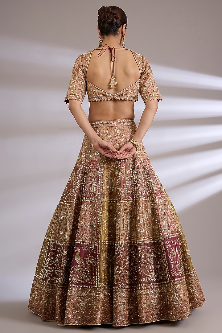 Multi-Colored Tissue Embroidered Bridal Lehenga Set by Jayesh & Kaajal Shah at Pernia's Pop Up Shop