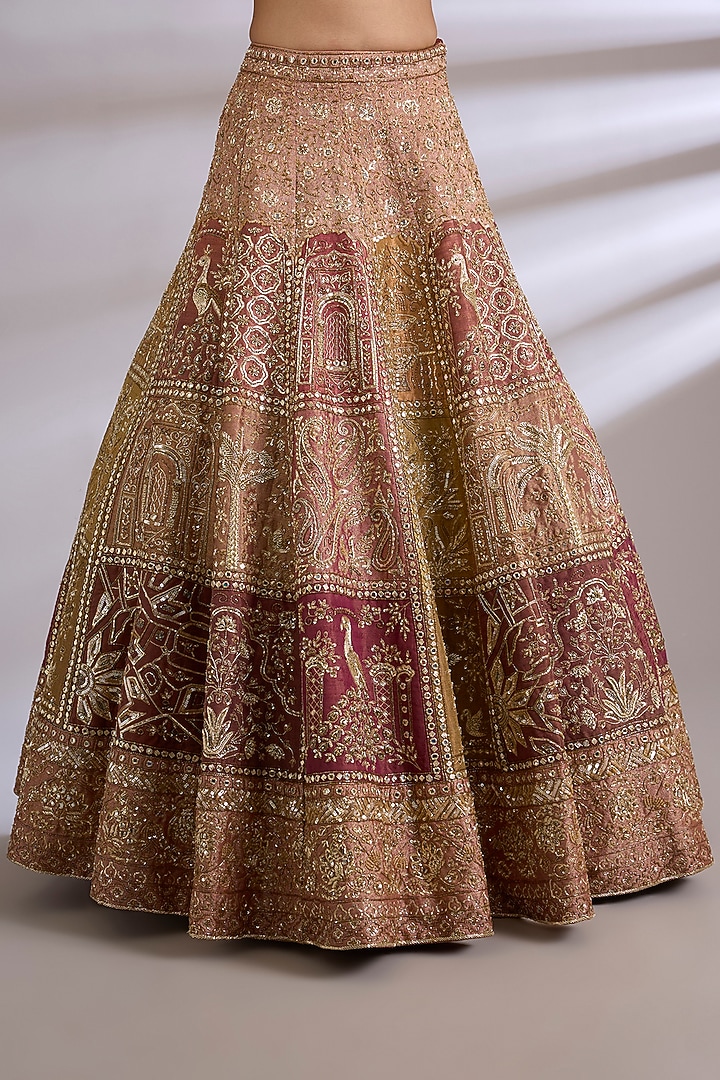 Multi-Colored Tissue Embroidered Bridal Lehenga Set by Jayesh & Kaajal Shah at Pernia's Pop Up Shop