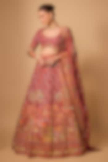 Red Raw Silk Bridal Lehenga Set by Jayesh & Kajal Shah at Pernia's Pop Up Shop