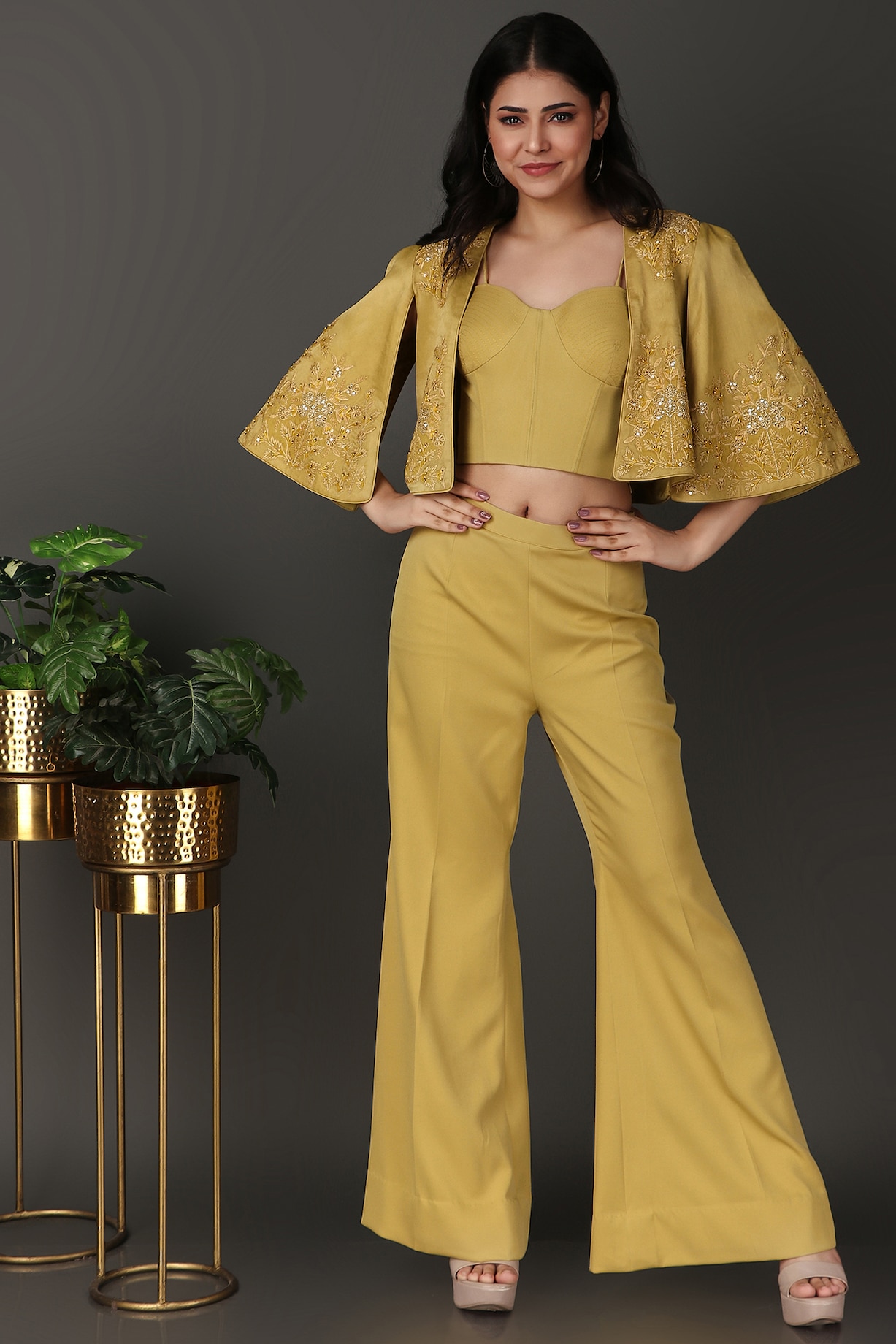 Yellow Green Zara Lycra Hand Work Co-Ord Set by Nidhi Kejriwal at Pernia's  Pop Up Shop