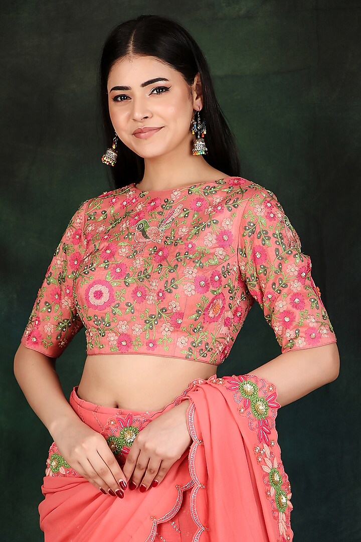 Gajri Georgette & Lucknowi Cutdana Work Wedding Lehenga Saree Set by Nidhi Kejriwal at Pernia's Pop Up Shop
