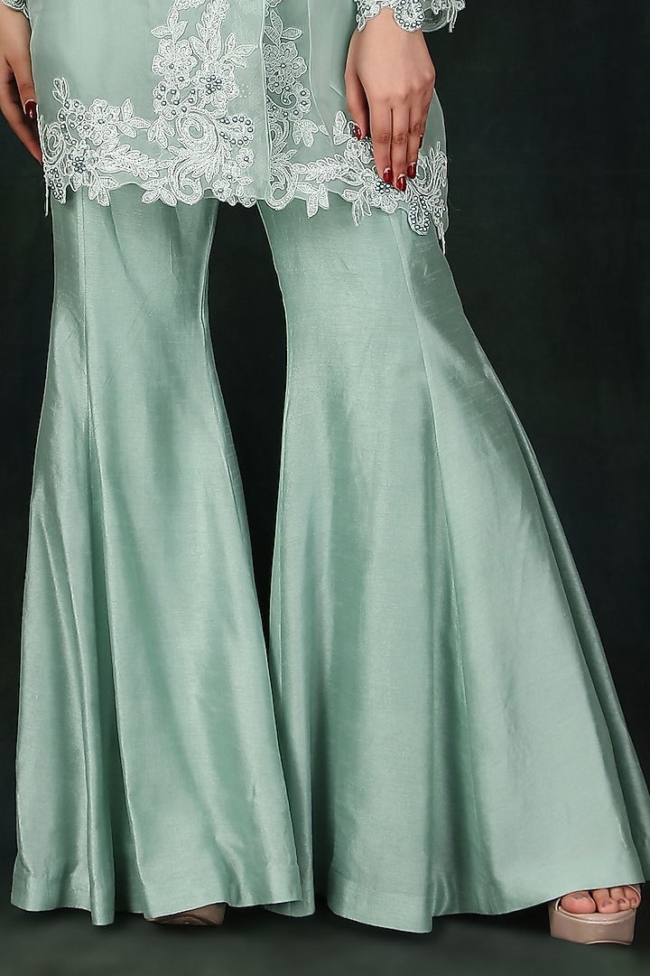 Aqua Organza & Dolla Silk Thread Work Jacket Set by Nidhi Kejriwal at Pernia's Pop Up Shop