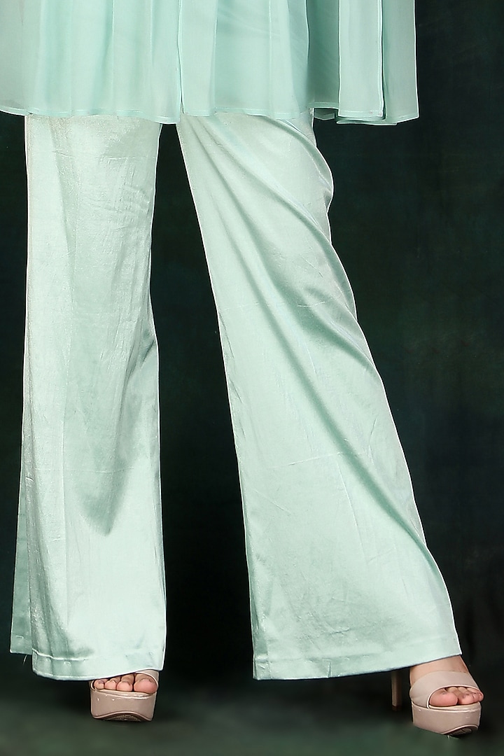 Aqua Organza & Georgette Pearl Work Cape Set by Nidhi Kejriwal at Pernia's Pop Up Shop