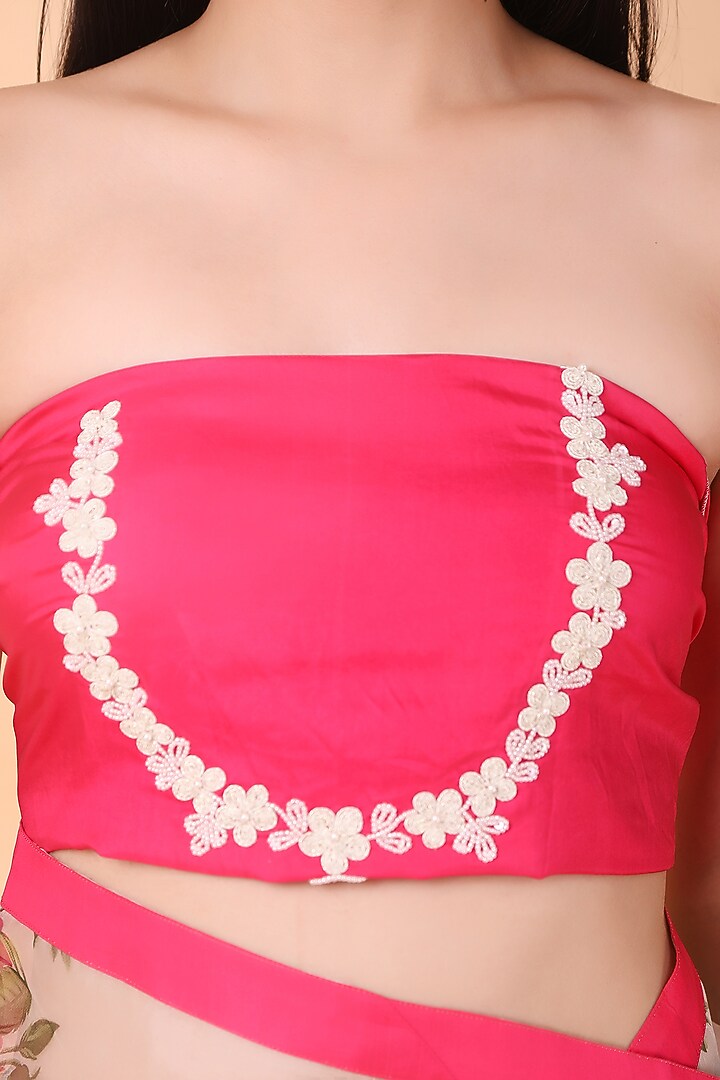 Green Crushed & Organza Floral Party Wear Saree Set by Nidhi Kejriwal at Pernia's Pop Up Shop