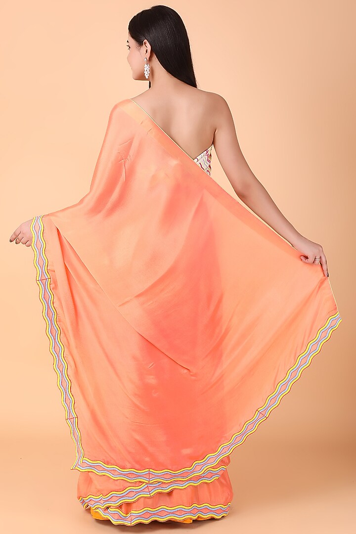 Orange Chinon Chiffon Party Wear Saree Set by Nidhi Kejriwal at Pernia's Pop Up Shop