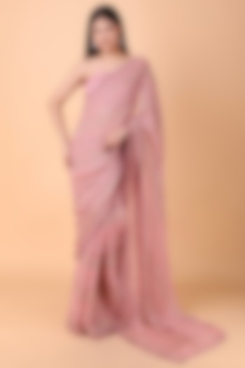 Pink Georgette Printed & Thread Work Saree Set by Nidhi Kejriwal at Pernia's Pop Up Shop