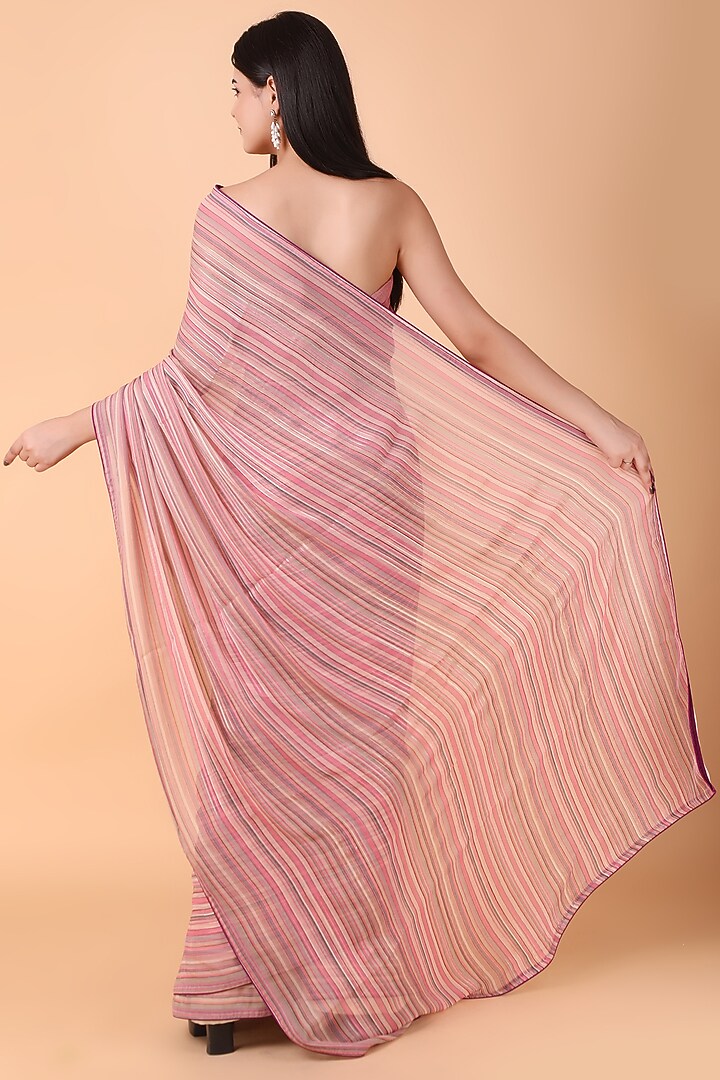 Pink Georgette Printed & Thread Work Festive Saree Set by Nidhi Kejriwal at Pernia's Pop Up Shop