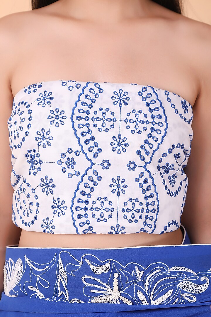 Blue Georgette Party Wear Saree Set by Nidhi Kejriwal at Pernia's Pop Up Shop