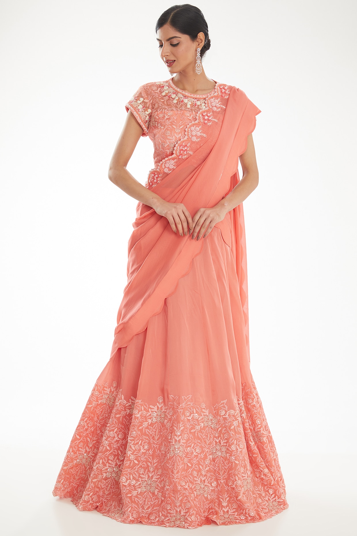 Light Pink Satin Silk Saree With Blouse 138724 | Saree, Silk sarees, Saree  designs