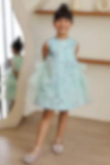 Aqua Green Sequins & Silk Dress For Girls by Janyas Closet at Pernia's Pop Up Shop
