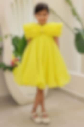 Yellow Organza & Silk Dress For Girls by Janyas Closet at Pernia's Pop Up Shop