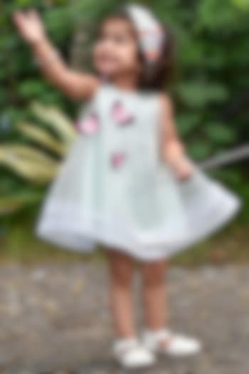 Aqua Green Net & Silk Butterfly Dress For Girls by Janyas Closet at Pernia's Pop Up Shop