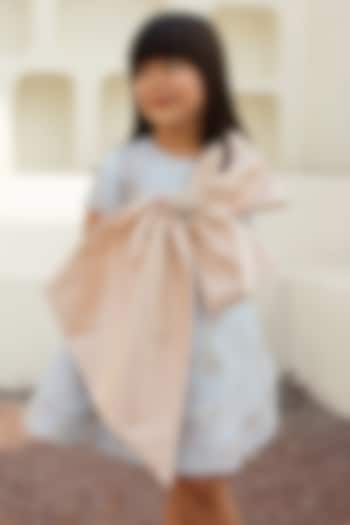 Blue Jacquard & Satin Dress For Girls by Janyas Closet at Pernia's Pop Up Shop