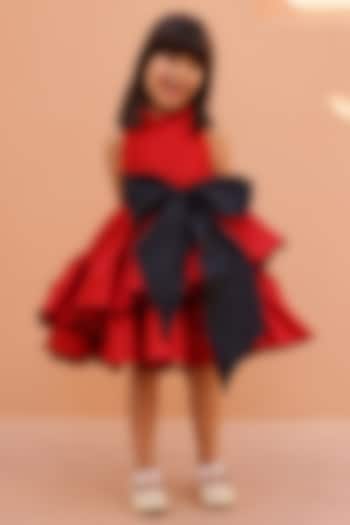 Red Rich Satin Dress For Girls by Janyas Closet at Pernia's Pop Up Shop