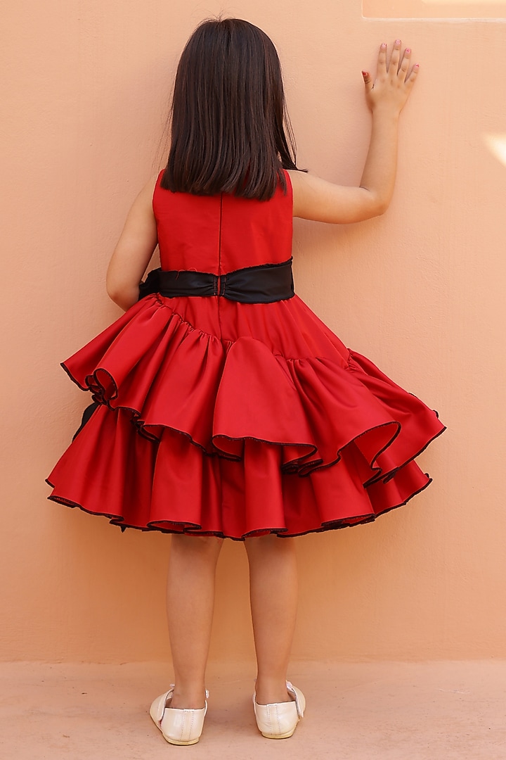 Red Rich Satin Dress For Girls by Janyas Closet at Pernia's Pop Up Shop