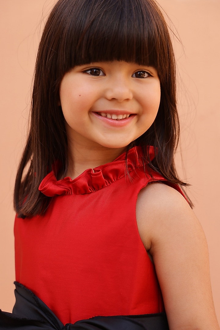 Red Rich Satin Dress For Girls by Janyas Closet at Pernia's Pop Up Shop