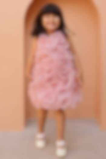 ?Mauve Pink Organza Ruffled Dress For Girls by Janyas Closet at Pernia's Pop Up Shop
