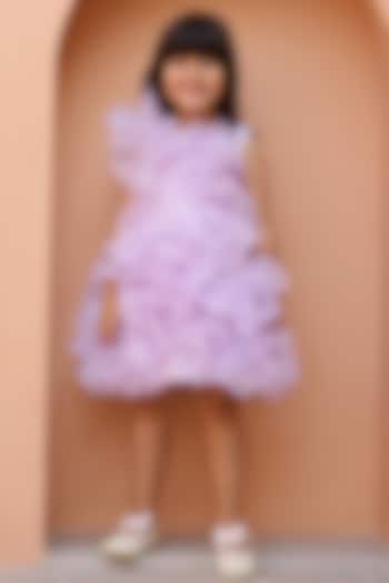 Lavender Organza Silk Ruffled Dress For Girls by Janyas Closet at Pernia's Pop Up Shop