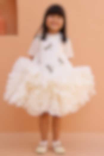 White Satin Taffeta Silk Embellished Dress For Girls by Janyas Closet at Pernia's Pop Up Shop