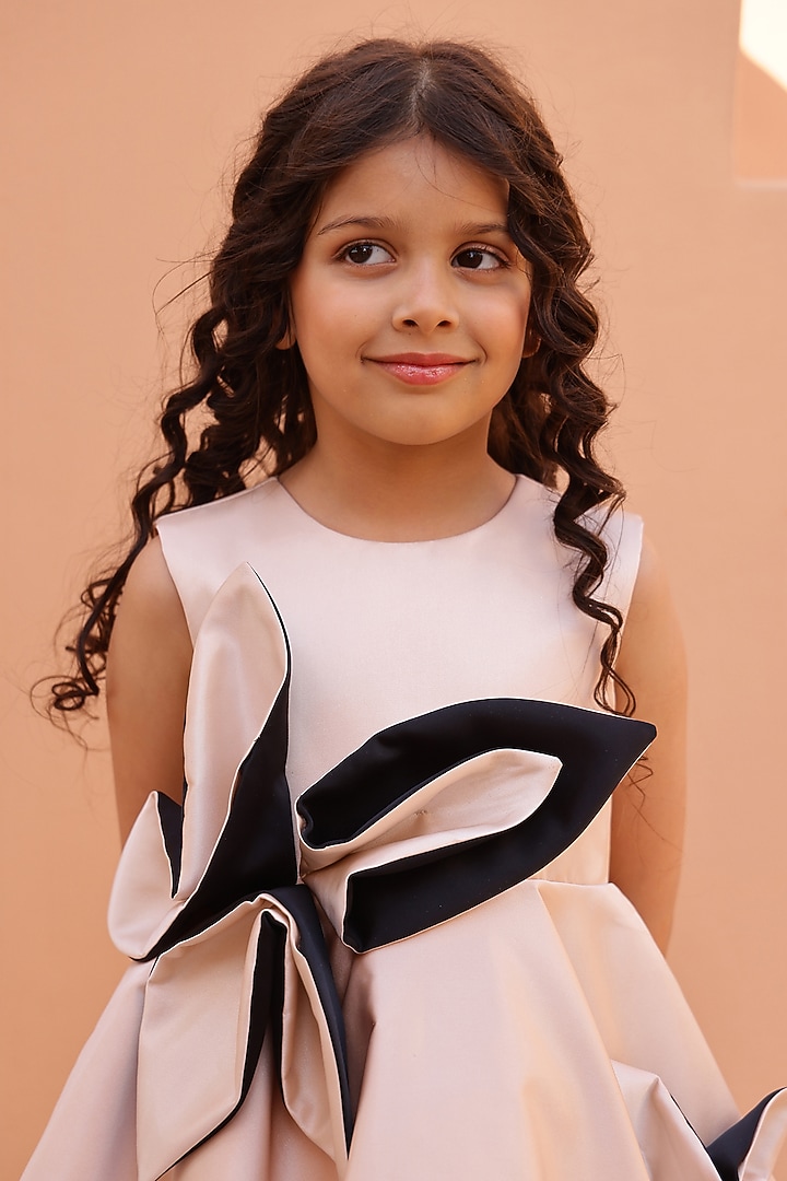 Champagne Luxe Satin Dress For Girls by Janyas Closet at Pernia's Pop Up Shop