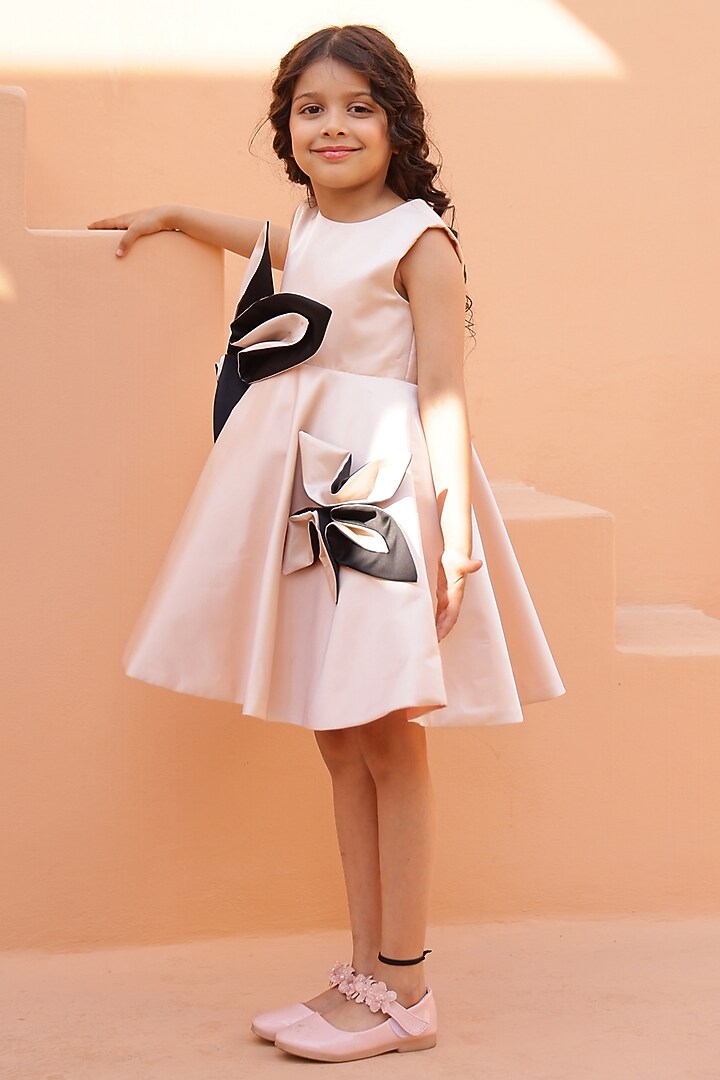 Champagne Luxe Satin Dress For Girls by Janyas Closet at Pernia's Pop Up Shop