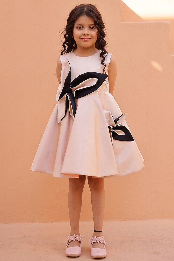 Champagne Luxe Satin Dress For Girls by Janyas Closet at Pernia's Pop Up Shop