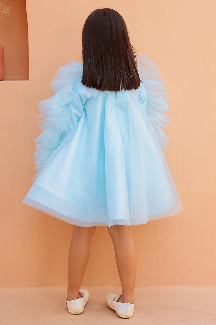 Light Blue Organza Silk Dress For Girls by Janyas Closet at Pernia's Pop Up Shop